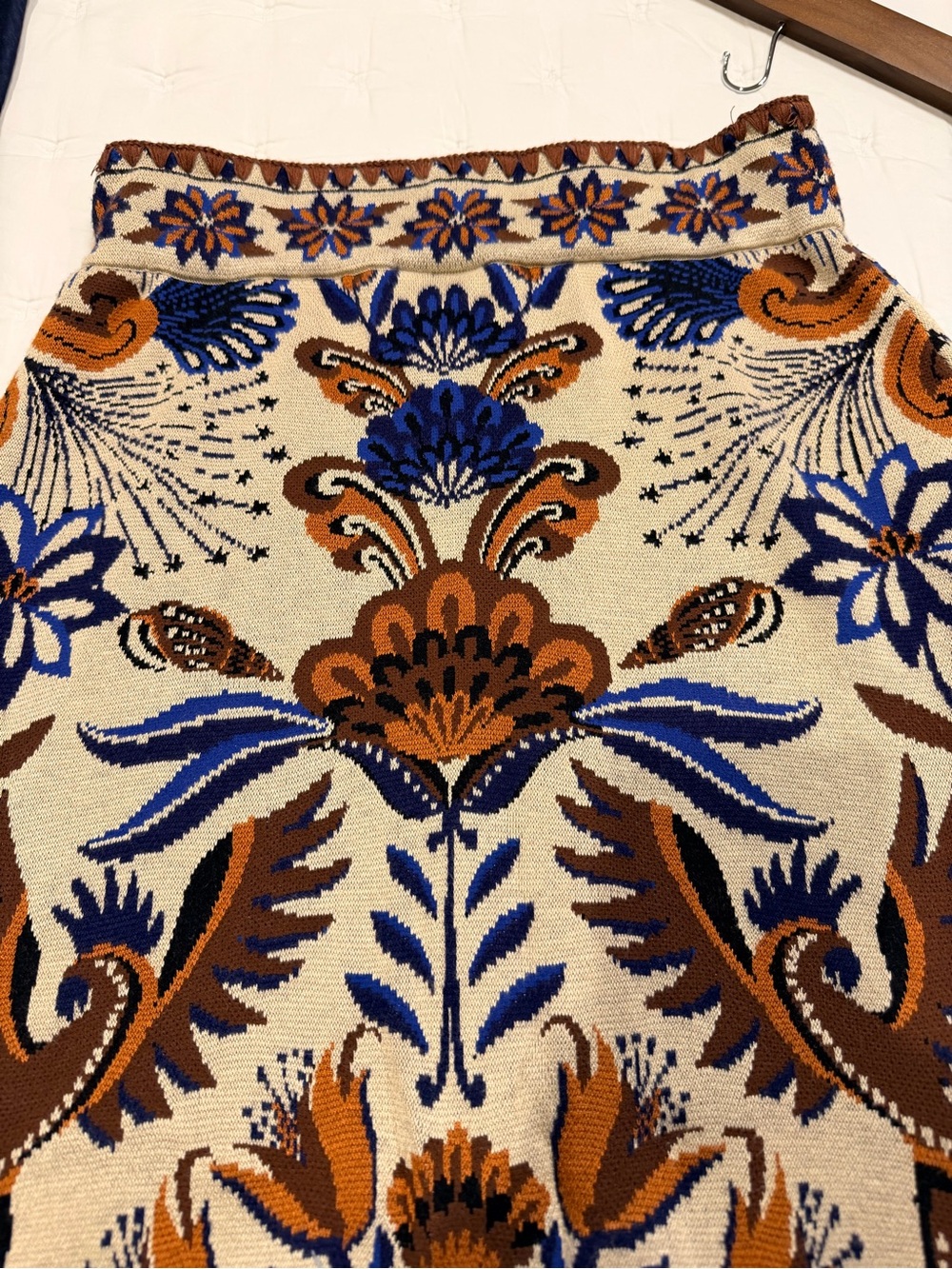 Farm rio button Button-Front Knit Midi Skirt in Cream, Navy & Brown western - Picture 3 of 5